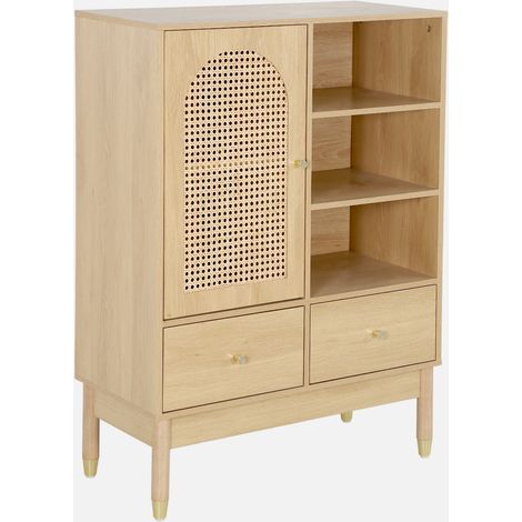 Credenza decorativa in legno e canna 1 anta 75cm
