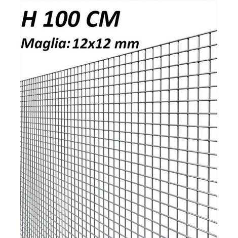 Rete per Recinzioni Elet/Zinc Maglia mm.12X12 Ø Filo mm.0,90-H cm.100 (1/2)