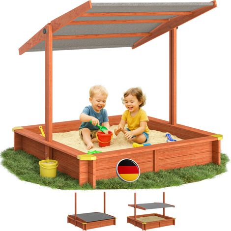 Spielwerk® Sandkasten verschiedene Größen Sonnendach UV-Schutz 50+ Sandbox Abdeckung Kinder Outdoor Sandkiste Imprägniert Sand Garten Holz Bodenvlies
  Max