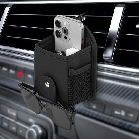 CCYKXA Car Air Vent Pocket, Universal Sunglasses Organizer with Clip, Car Interior Storage Bag for Phone, Coins, Keys, Small Items (1/5)