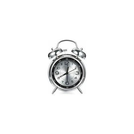 Tigrezy Réveil fort pour adultes dormeurs lourds, quartz silencieux de 10,2 cm avec rétroéclairage, double cloche (gris) (1/4)