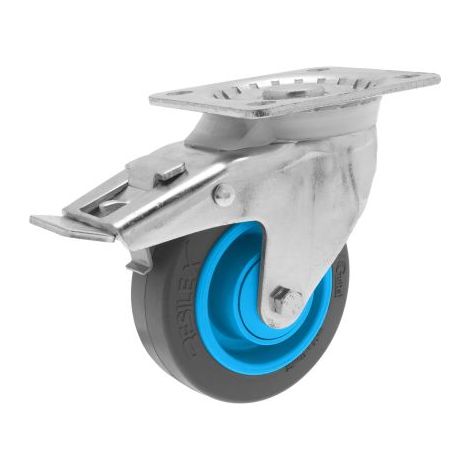 Roulette industrielle Pivotant avec frein Guitel Hervieu, Acier galvanisé, Ø 100mm, 200kg ( Prix pour 1 )