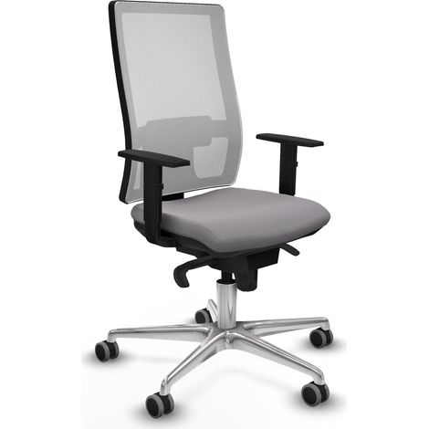 Horna sincro malla blanca similpiel gris brazos 1D base aluminio  ruedas 65mm engomadas