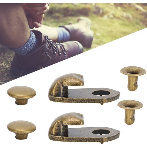 Boucles de chaussures de randonnée en alliage bronze avec ruban et rivets, accessoires outdoor. (1/5)