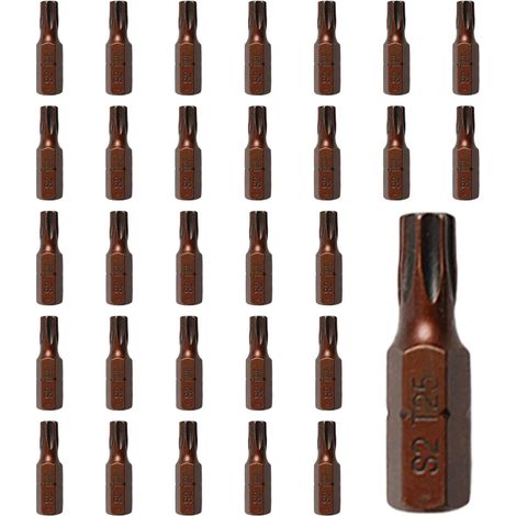 T25 Bit, T25 Bits, Torx T25 Bit Set of 30 25mm 1/4 Hex Steel S2 Hardened Torx Screwdriver Bit T25 for Drill Screwdriver Set Bits Tools (1/5)