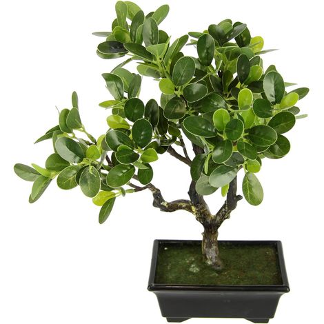 Arbre de bonsaï artificiel dans un bol - Arbre décoratif artificiel japonais - Plante verte - Arbre décoratif - Plante décorative - Pot à bonsaï - Arbres exotiques - Jardin zen (1/5)
