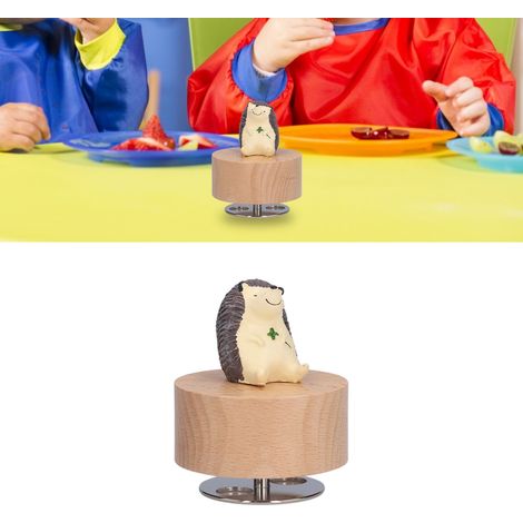 Une boîte à musique ronde ornée d'un ciel étoilé, un objet de décoration original pour un meuble, un cadeau de Noël et un socle de boîte à musique en bois à faire soi-même, décoré d'un motif de hériss (1/5)