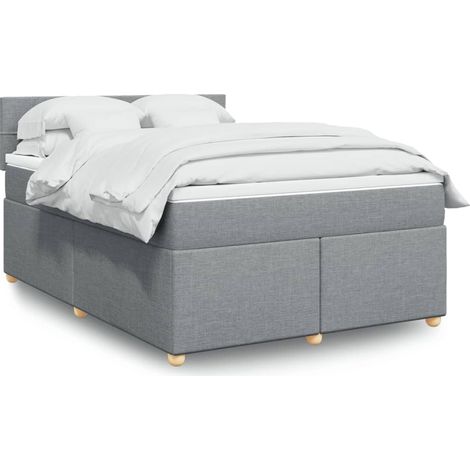 Boxspringbett mit Matratze Hellgrau 140x200 cm Stoff (1/5)