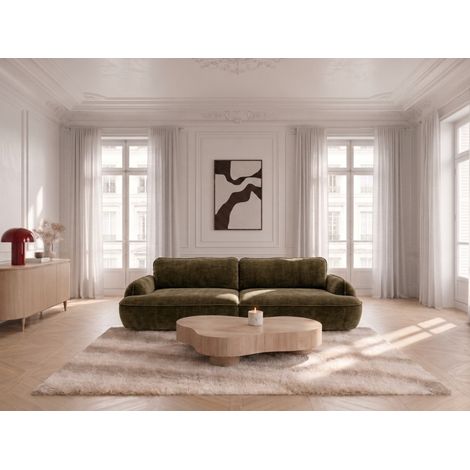 BOBOCHIC - Canapé droit convertible 4 places CELESTE tissu lisse   Vert (1/5)