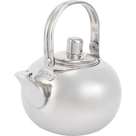 Teekessel aus Edelstahl 304, flacher Boden, induktionsgeeignet, Teekanne mit Filter, silberfarben, 14 cm, 1 l (1/5)