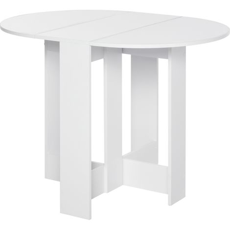 Space-saving Drop Leaf Table, Folding Dining Table for Small Space, Kitchen, Dining Room, White (1/5)