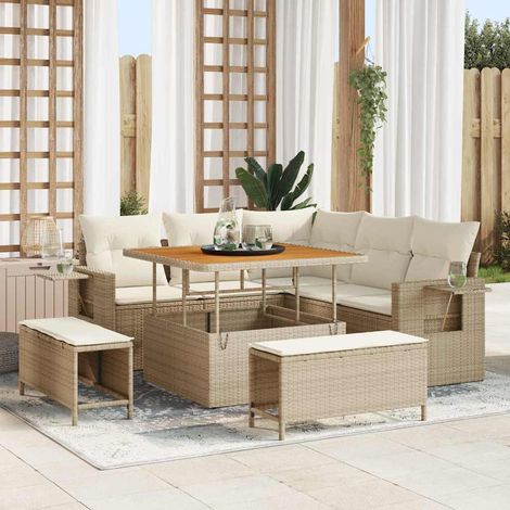 Teenpull – Gartensofa-set 8 Stk. Beige Poly-Rattan (1/5)