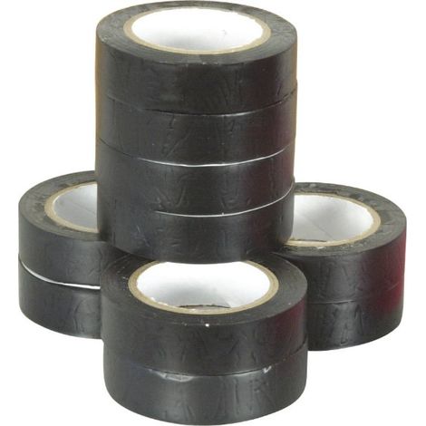 Ruban adhésif isolant PVC noir 15mmx10m - lot de 10 pcs STILKER - 17203