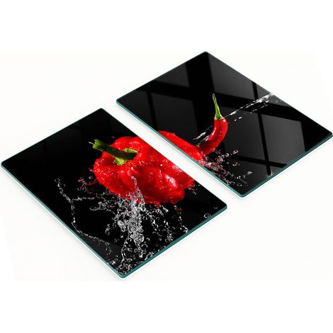Taglieri da cucina in vetro con grafica di peperoni rossi, 2x40x52 cm (1/5)