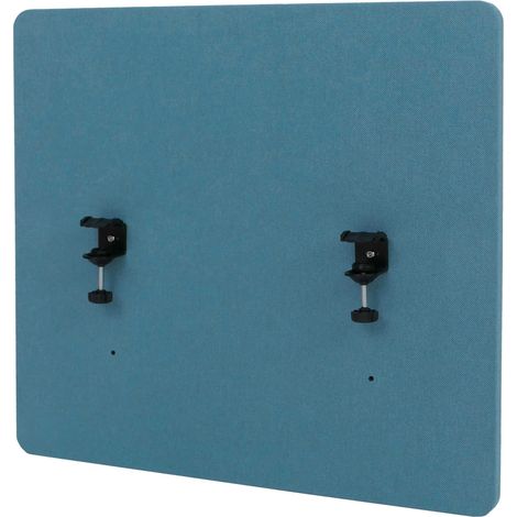 Akustik-Tischtrennwand HHG-943, Büro-Sichtschutz Schreibtisch Pinnwand, doppelwandig Stoff/Textil 60x65cm türkis