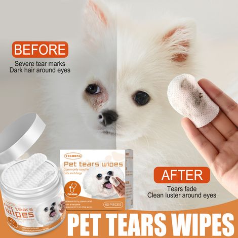 Lingettes pour chiens et chats, pour nettoyer les larmes et les sécrétions oculaires, disques de coton non irritants – 60 unités par boîte (1/5)