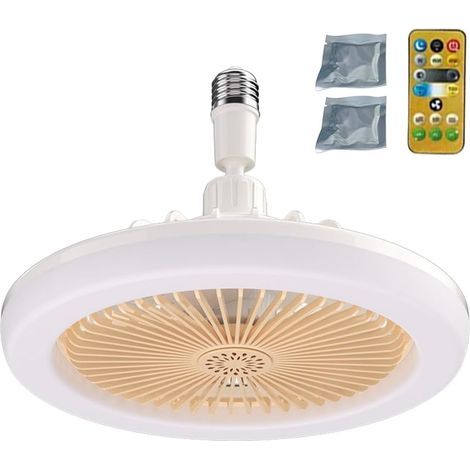 Ventilateur de Plafond avec Lumière, 30W Lampe de Ventilateur E27 LED 3 Couleurs Dimmable Timing avec Télécommande, Silencieux, pour Salon, Salle à Manger, Chambre à Coucher, Bureau, Dortoir (Jaune) (1/5)