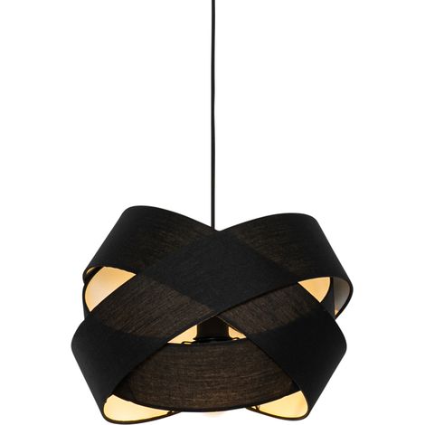 QAZQA Lampada a sospensione cloth - Moderno - Acciaio,Tessuto - Nero - Tondo Max. 1 x Watt