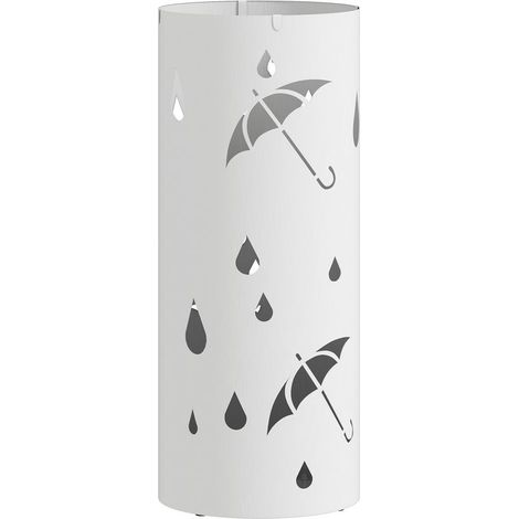 Porte-parapluie en acier, forme colonne, plateau de base amovible, Ø 17 x 41 cm (H), blanc (1/5)