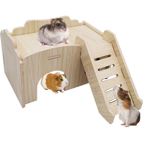 Cage à jouets à mâcher en bois naturel pour hamsters et chinchillas (1/4)