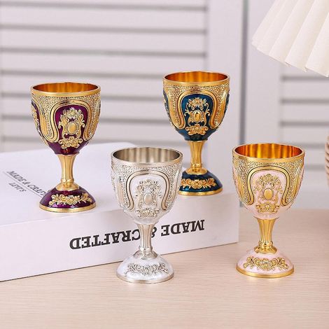 Verre à vin en métal, article ménager, gobelet à liqueur rétro haut de gamme, décoration intérieure (1/4)