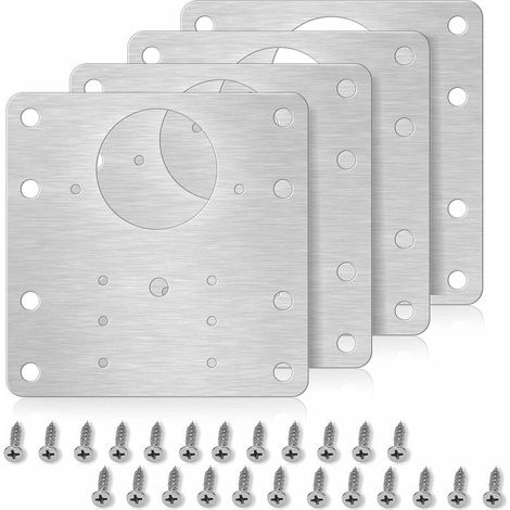 hinge repair plate, stainless steel hinge repair kit, kitchen wardrobe hinge repair plate 9X9cm Suitable for wood furniture hinge repair plate (4PC) (1/4)