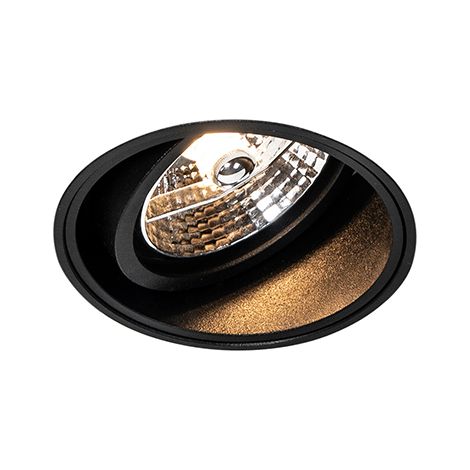QAZQA + Moderno Foco empotrable moderno negro sin marco - Impact 70 Aluminio Redonda Adecuado para LED Max. 1 x 50 Watt