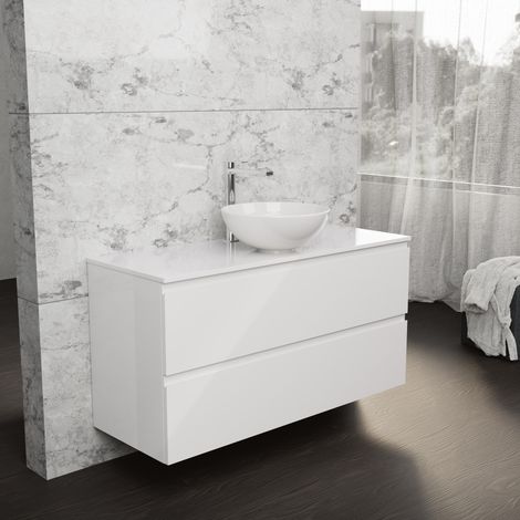 Inda - Meuble de salle de bain L.120 avec vasque à poser / Blanc (1/5)