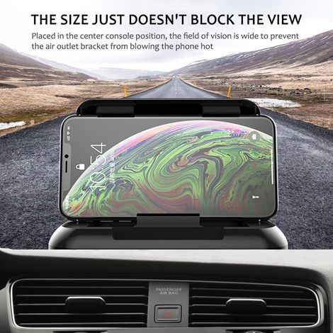 Support téléphone voiture fibre carbone universel 3-7 pouces, clip support fixe tableau de bord accessoire auto (1/5)