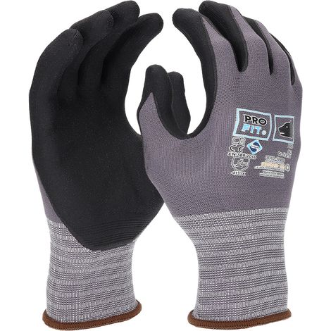 PRO FIT Nitril-Feinstrickhandschuh – Größe 11 - 12 Paar, Arbeitshandschuhe atmungsaktiv, Schutzhandschuhe Grau/Schwarz