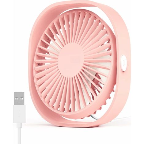 Mini Ventilateur Bureau USB – Rose – Silencieux – 3 Vitesses – Personnel – Maison/Bureau (1/5)