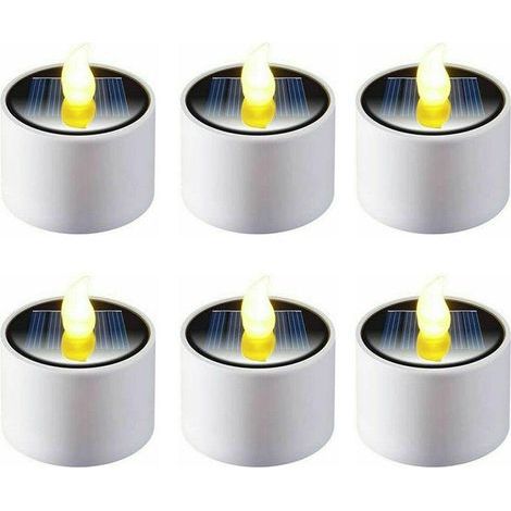 FancyGrab Lot de 6 bougies chauffe-plat LED solaires à effet flamme vacillante, lampe lanterne à économie d'énergie (1/5)