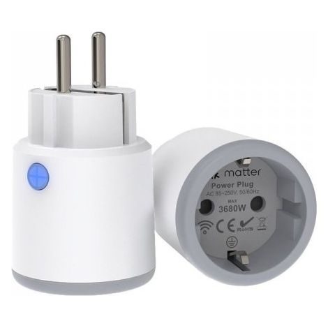 Presa Smart MATTER WiFi Presa Schuko Spina EU 220V 16A Timer Monitoraggio Consumo Compatibile Con Alexa Google Home MU0016