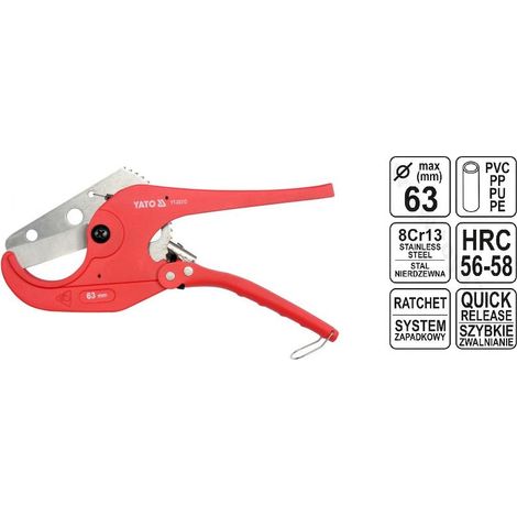 YATO YT-22312 - PVC de 63 mm cortatubos