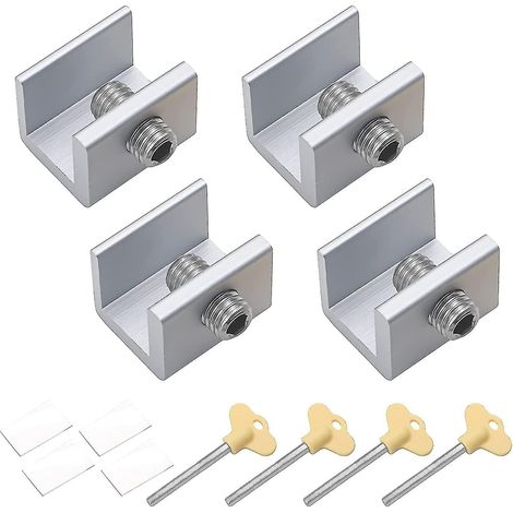 Lot de 4 verrous pour fenêtres coulissantes, loquets de porte, dispositifs de retenue de fenêtre, antivols, sécurité enfant (1/5)