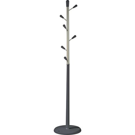 Perchero moderno mod. 413 herrajes en cromo satinado lacado azabache, 190 cm(alto)37 cm(ancho)37 cm(largo) (1/2)