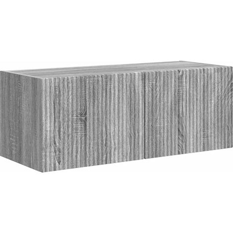 Mueble TV de pared moderno con estantes 78,5 x 31 x 29,5 cm forma cúbica de madera contrachapada gris sonoma 020054911 (1/5)