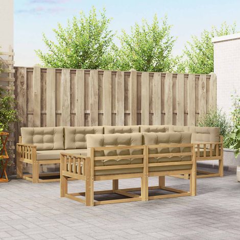 vidaXL Outdoor-Sofagarnitur mit Kissen 6 pcs Weiß und Beige Polyester (1/5)