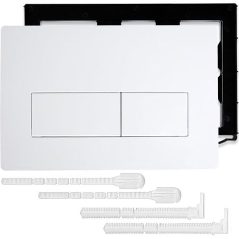 Plaque De Commande Déclenchemen Wc Blanc Pour Geberi Sig-ma 01 20 30 50 Up320 Et 300, Panneau Réservoir D'Eau éQuipée D'Un Cadre Fixation Et Set De Leviers De Chasse (Blanc) (1/5)