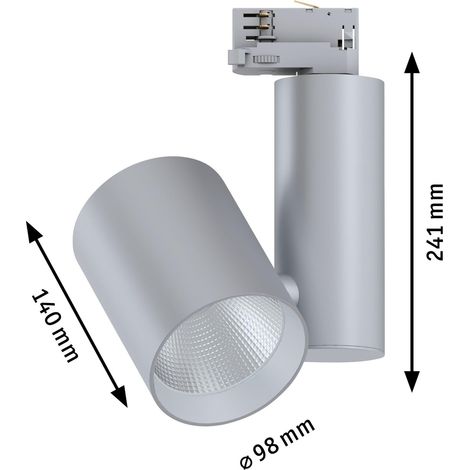 système rails LED spot sur rail 39° 33W 4000K 230V Argent gradable systèmes rails, rails de plafond Métal, plastique (1/5)