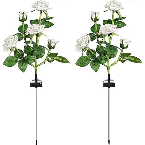 Lampes de jardin solaires, lot de 2 guirlandes lumineuses décoratives LED en forme de roses (10 roses au total) (1/4)