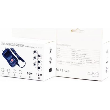 Adaptateur Alimentation Réglable 3-12 V - 30 W - 8 Embouts Interchangeables - Pour Appareils Électroniques Domestiques - 1 Pièce (1/5)
