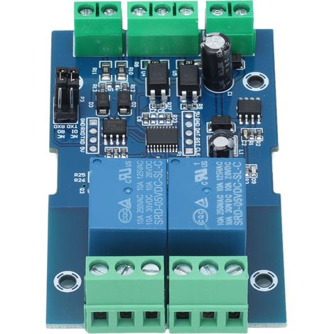 Module relais double canal Modbus RTU7-24V avec entrée/sortie RS485/TTL et protection contre l'inversion de polarité (1/5)