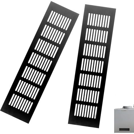 Grille Aeration Rectangulaire Grille de Ventilation Grille Meuble Noire Aluminium pour Meuble à Chaussures Cuisine Salon (80300mm) (1/4)