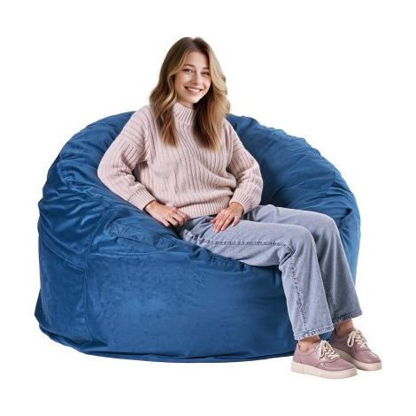 Pouf Rond - Fauteuil Paresseux avec Housse Amovible et Lavable (1/5)