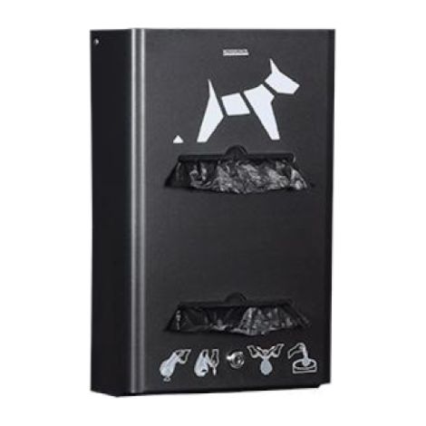 Distributeur mural Hygeca - 400 sachets / 2 rouleaux - gris manganèse (1/2)