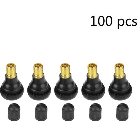 Packung mit 100 universellen Ersatz-Reifenventilen für Auto und Motorrad (TR412).