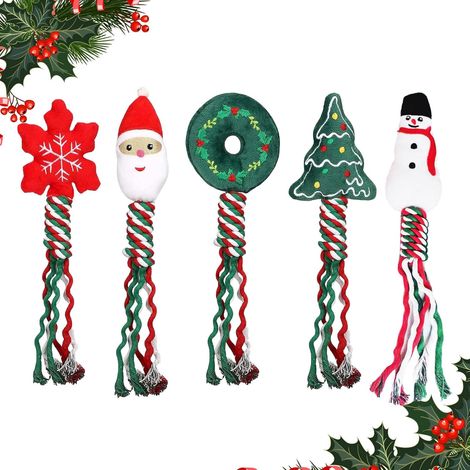 Ensemble de 5 jouets de Noël pour chien, laisse et jouet de dentition. (1/5)
