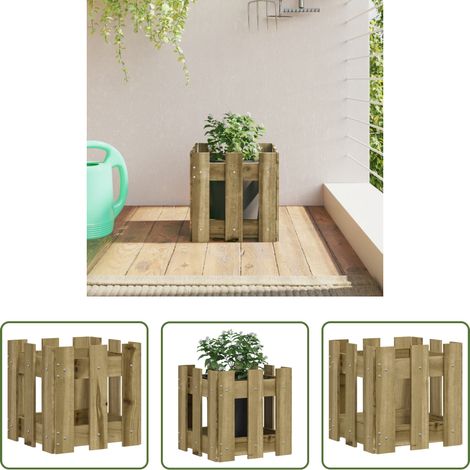 Holz Kübel - Pflanzkübel Latten-Design 30x30x30 cm Kiefernholz Imprägniert (1/5)