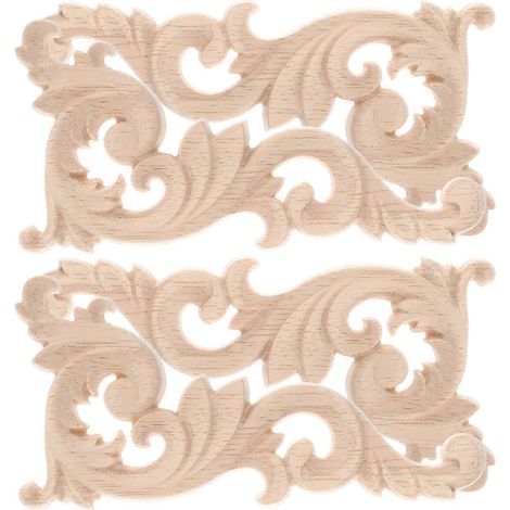 Applique décorative en bois kaki sculpté pour linteau de porte (4 pièces). (1/5)